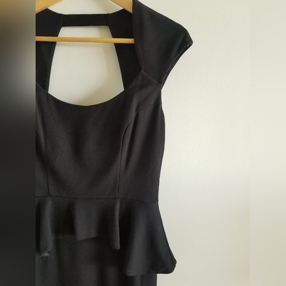 Black Peplum Dress with Keyhole Back by Bebe - size medium - Picture 2 of 7